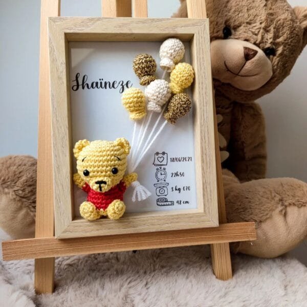 Cadre de naissance en crochet, Winnie l'ourson